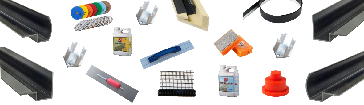 Collection of various small hardware items on a white background